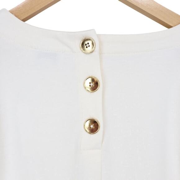 J. Crew Puff-Sleeve Gold Button Back Striped Top Ivory Size Small NWT - Picture 4 of 9